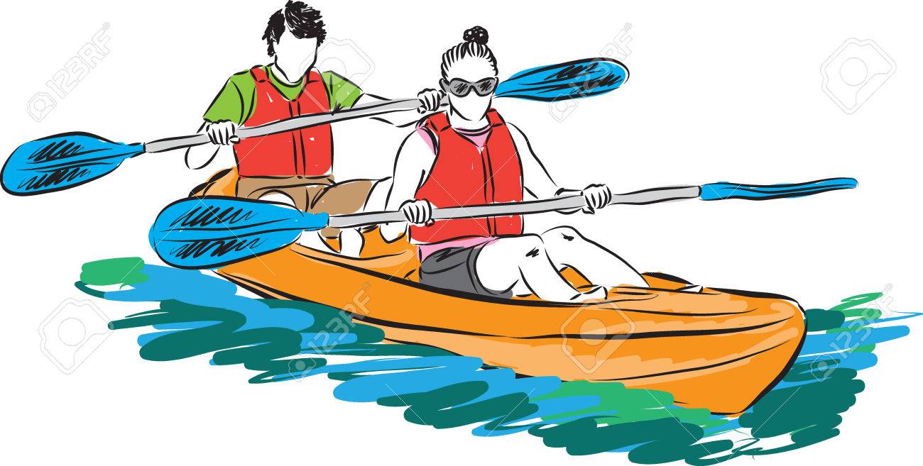 52686261 couple man and woman in kayak illustration